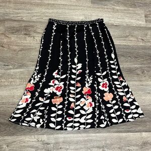 Talbots 100% Pure Silk Mid Length Skirt Black with Pattern Women’s Size 10